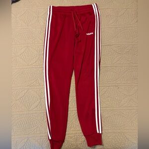 Women’s Adidas red stripe fleece joggers. Size S. Never worn!
